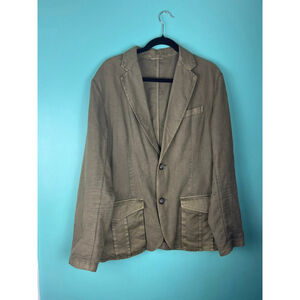 Armani Exchange Men’s Olive Green Cotton Linen Blazer Jacket Size L Casual Sport